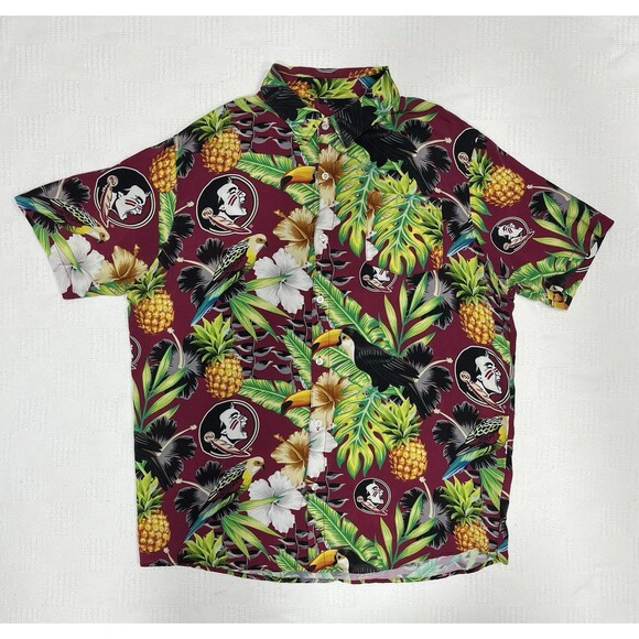 Florida State Seminoles Shirt Mens XL Maroon Green NCAA Football Hawaiian FSU - Picture 1 of 6